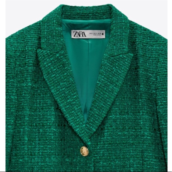 Zara Green Textured Weave Blazer - Picture 13 of 15